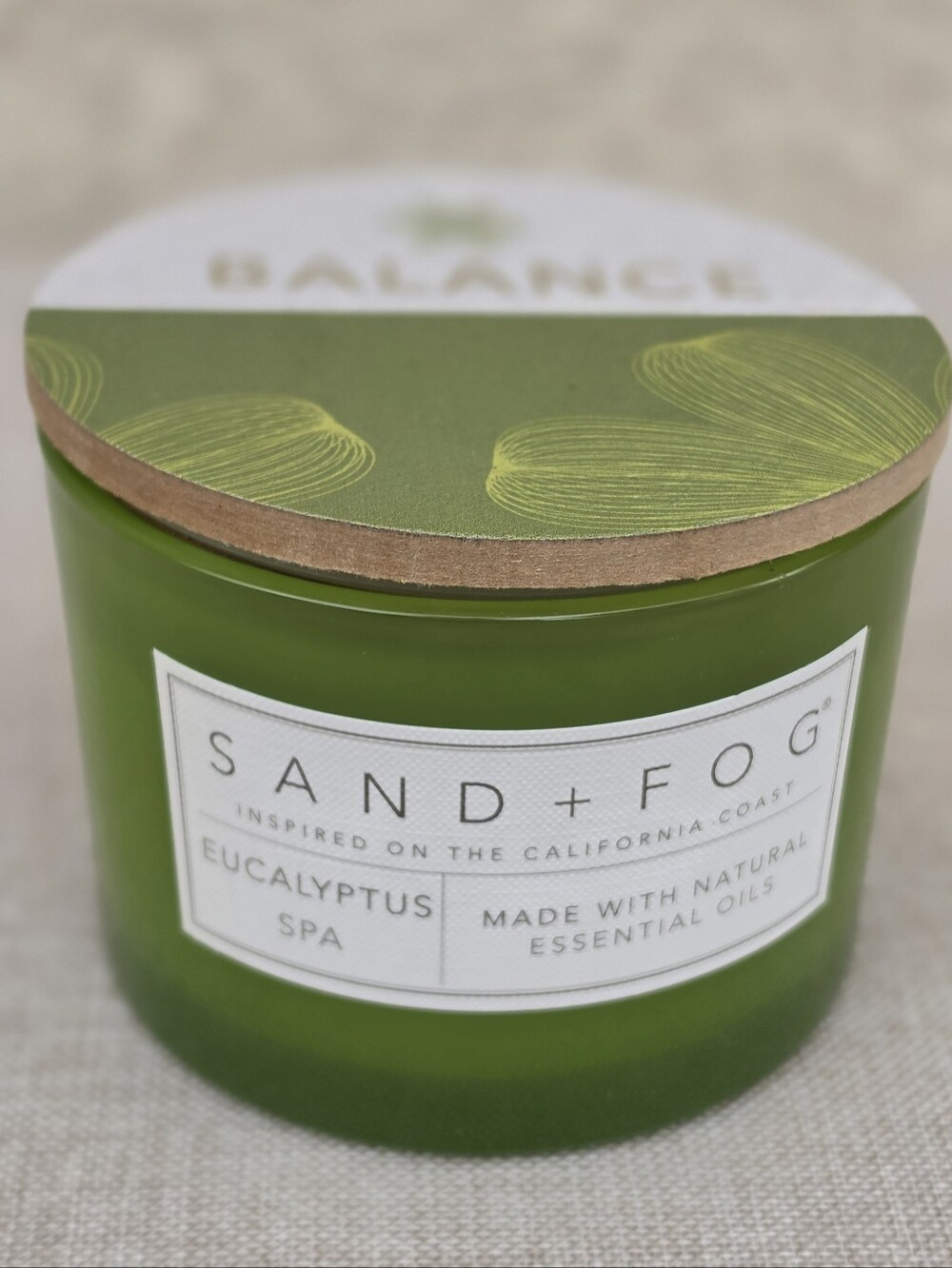 Sand + Fog Eucalyptus Spa Scented Candle - Green Balance 12oz New